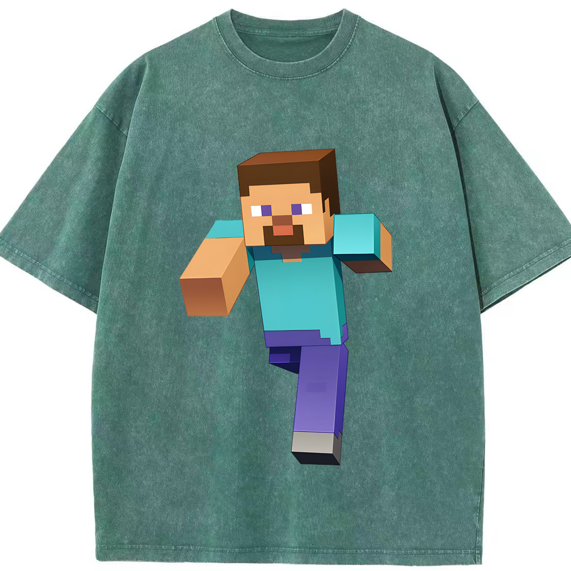（画像用） マインクラフト ブロックの世界 Minecraft MC Block world 綿100% ヴィンテージ風 半袖Tシャツ（フロントプリント）